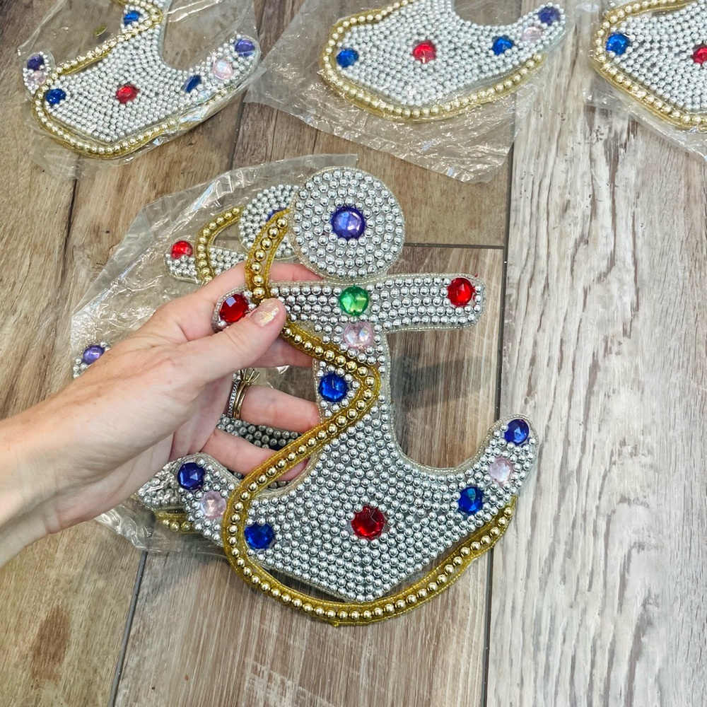 LARGE Sequin Anchors Sailor Appliqué Dance Gymnastics Ice Skating Costume Sewing